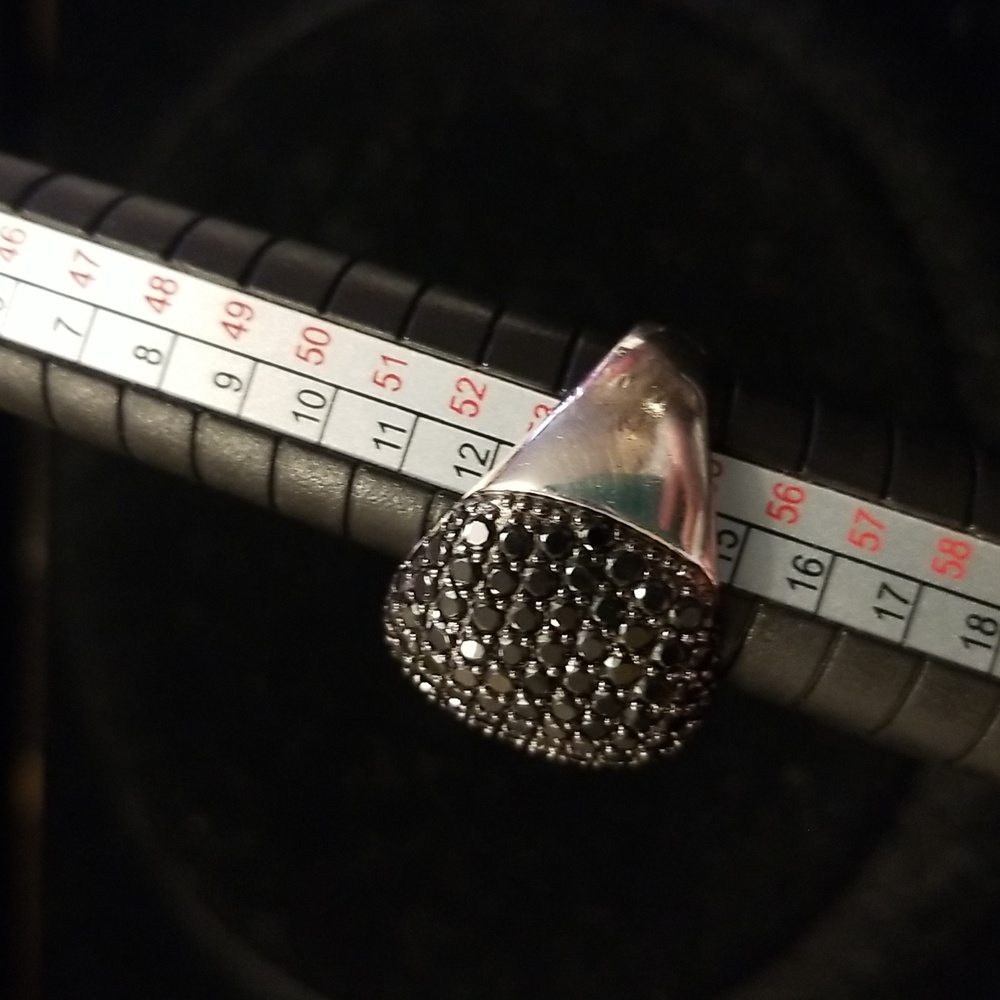 Black Spinel 925 Sterling Silver fashion ring size 7 - Picture 3 of 6